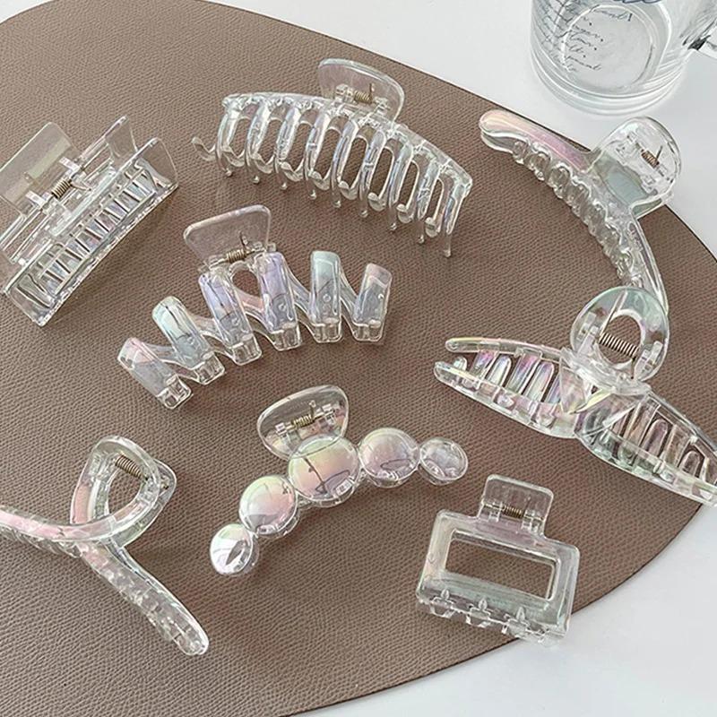 New Colorful Transparent Geometric Hair Claw For Women Girls Sweet Hair Decorate Claw Hair Clip Fashion Hair Accessories