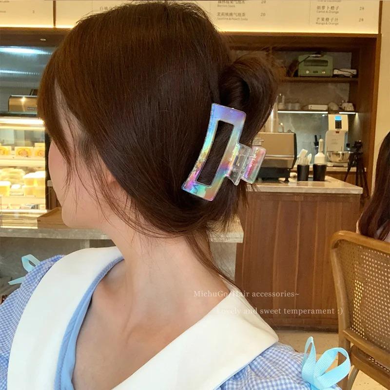 New Colorful Transparent Geometric Hair Claw For Women Girls Sweet Hair Decorate Claw Hair Clip Fashion Hair Accessories