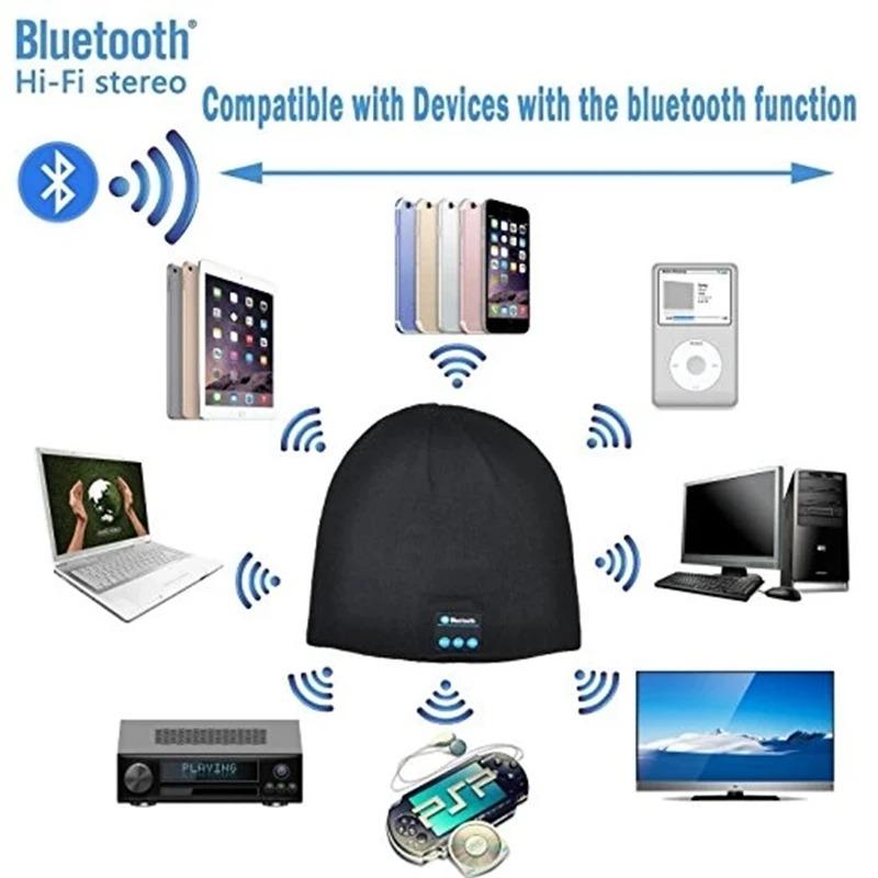 Bluetooth Headphone Wireless Smart Cap Headset Warm Beanie Speaker Hunting Camping Running Music Earphone Hat Rechargeable Audio Cable Charging Usb Earbud Electronic