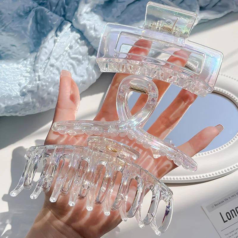 New Colorful Transparent Geometric Hair Claw For Women Girls Sweet Hair Decorate Claw Hair Clip Fashion Hair Accessories