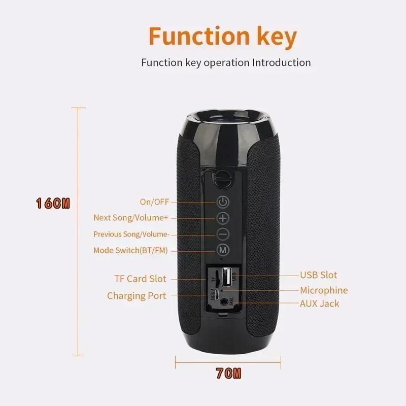 Portable Speaker Wireless Bluetooth-compatible Subwoofer Outdoor Waterproof Loudspeaker Stereo Surround Support FM RadioTF Audio Button Cable
