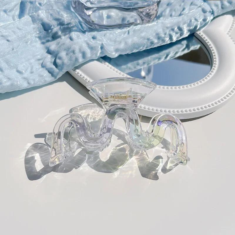 New Colorful Transparent Geometric Hair Claw For Women Girls Sweet Hair Decorate Claw Hair Clip Fashion Hair Accessories